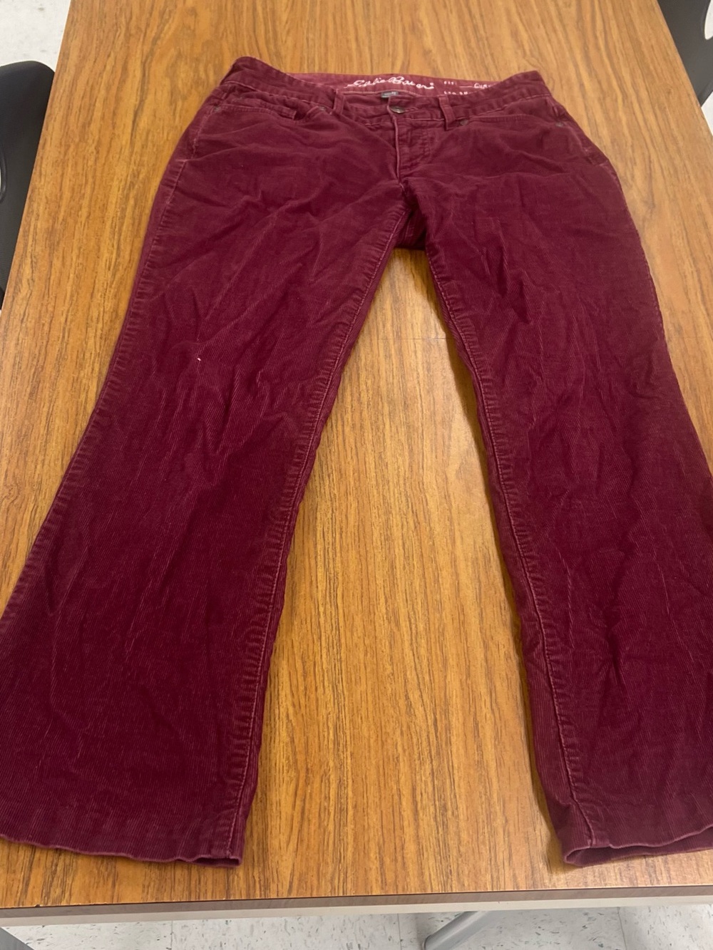 Eddie Bauer Women's Burgundy Boot Cut Corduroy Curvy Fit Pants Y2K Petite 2